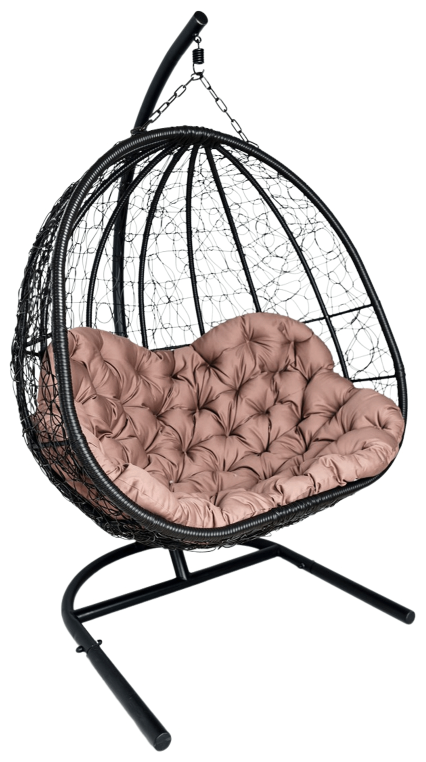 фото Подвесное кресло черное greengard коричневая подушка