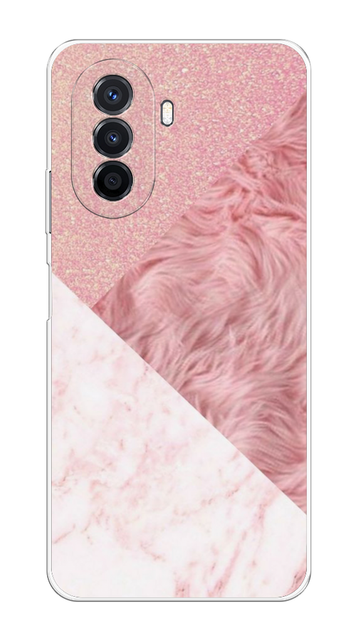 

Чехол на Huawei Nova Y70/Y71 "Текстурные треугольники", Розовый;белый, 6122950-1