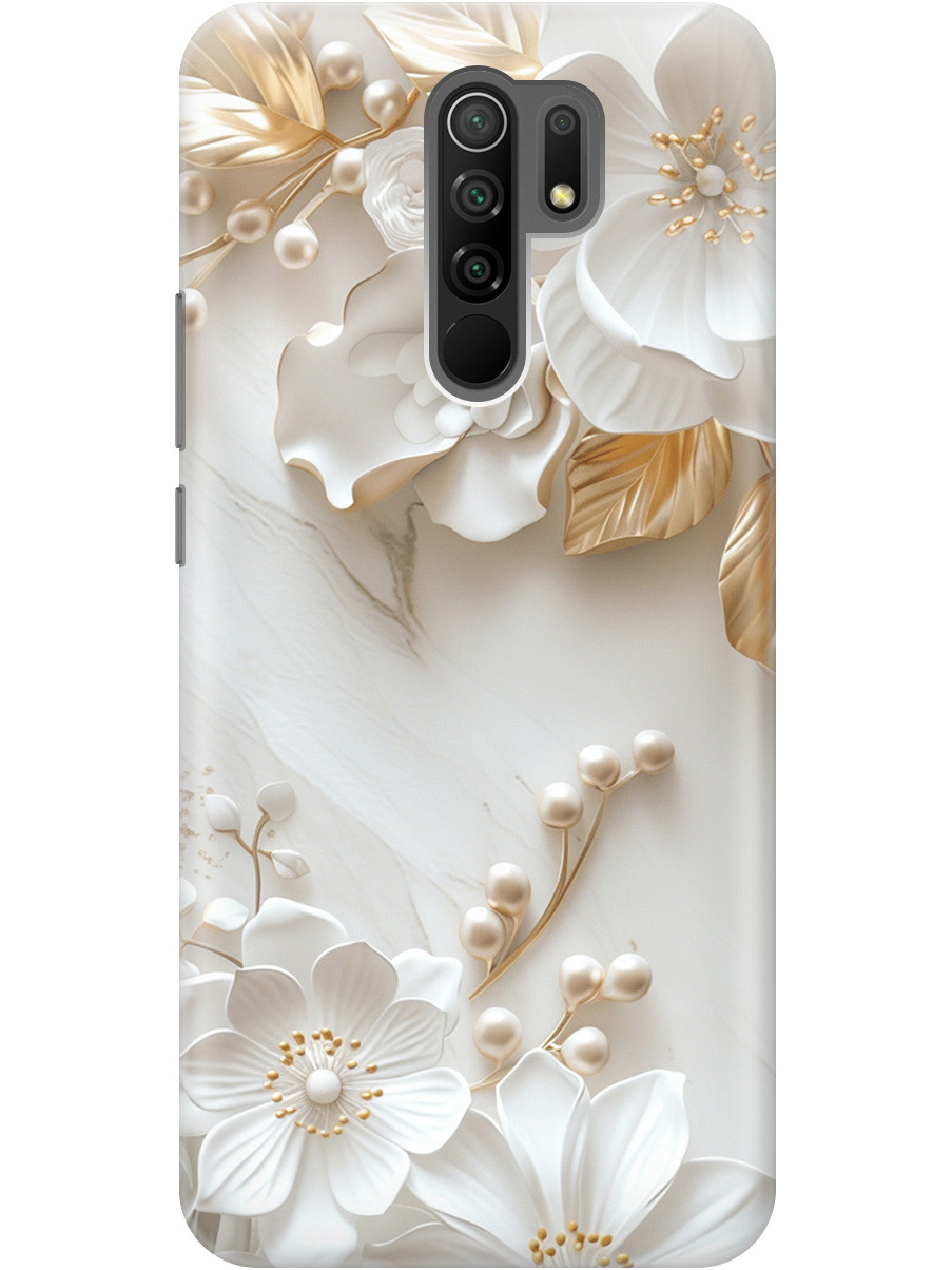 

Силиконовый чехол на Xiaomi Redmi 9 с принтом "Бело-золотые цветы", Золотистый;белый;прозрачный, 723276723