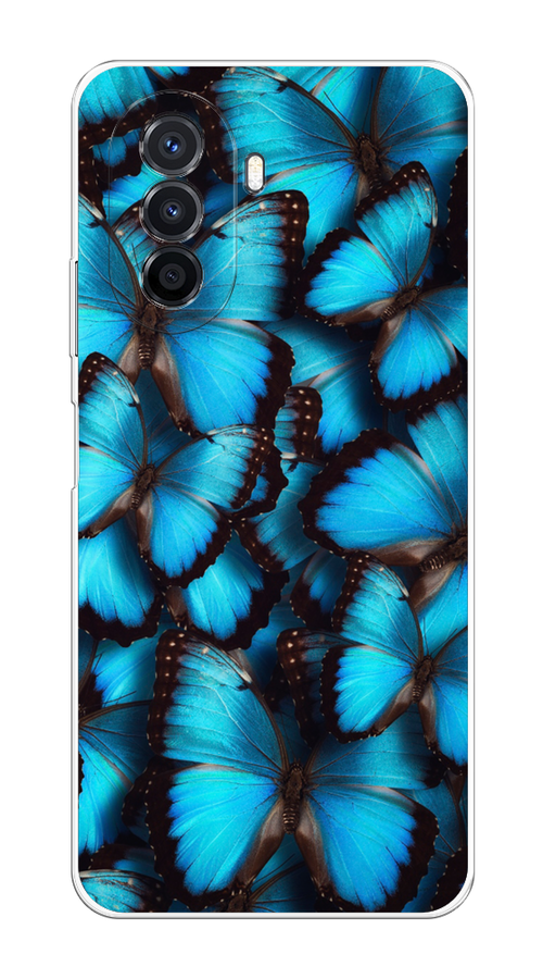

Чехол на Huawei Nova Y70/Y71 "Тропическая бабочка 2", Голубой;черный, 6122950-1