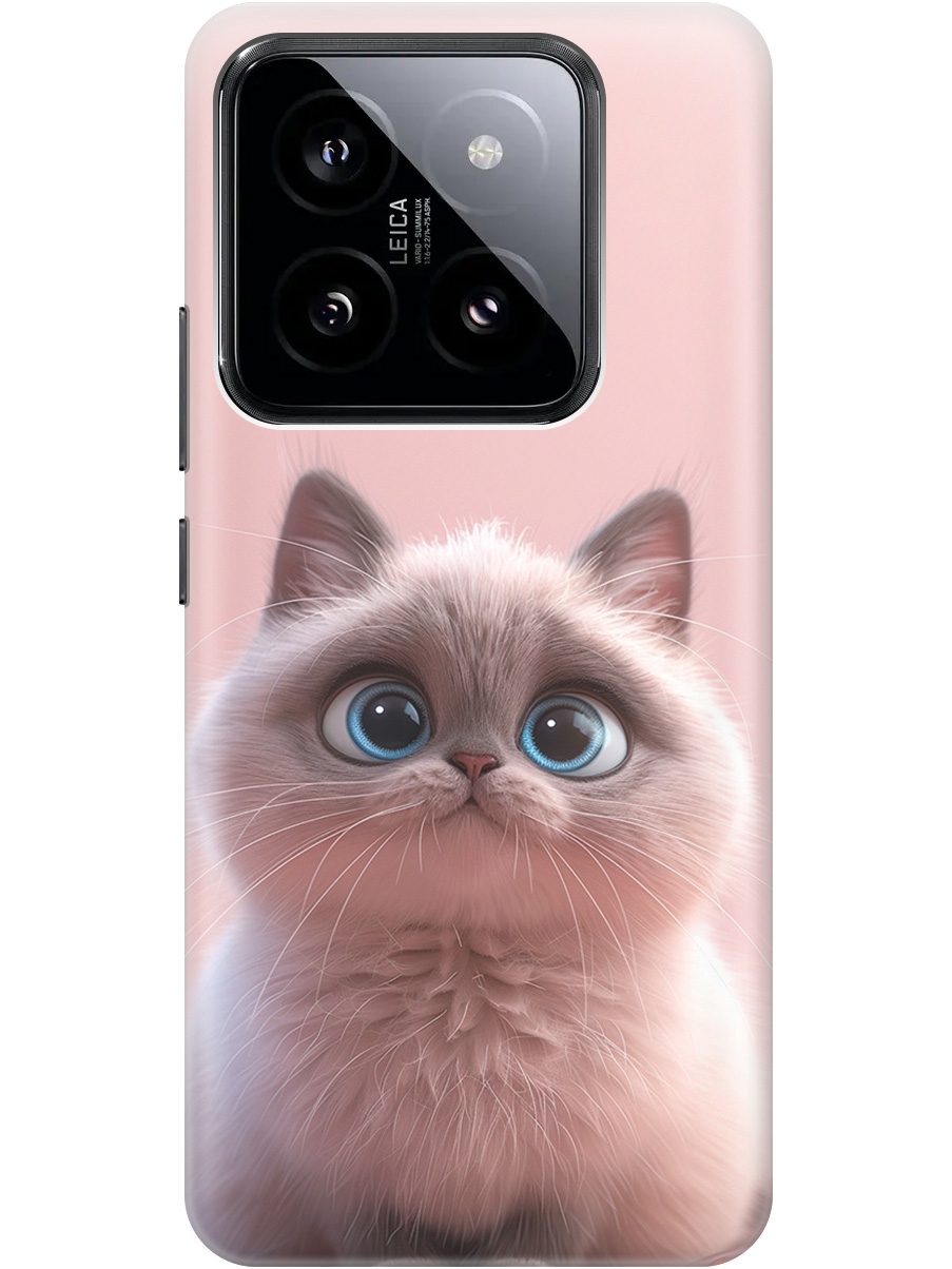 

Силиконовый чехол на Xiaomi 14 Pro с принтом "Милейший котик", Прозрачный;розовый;серый, 777771011