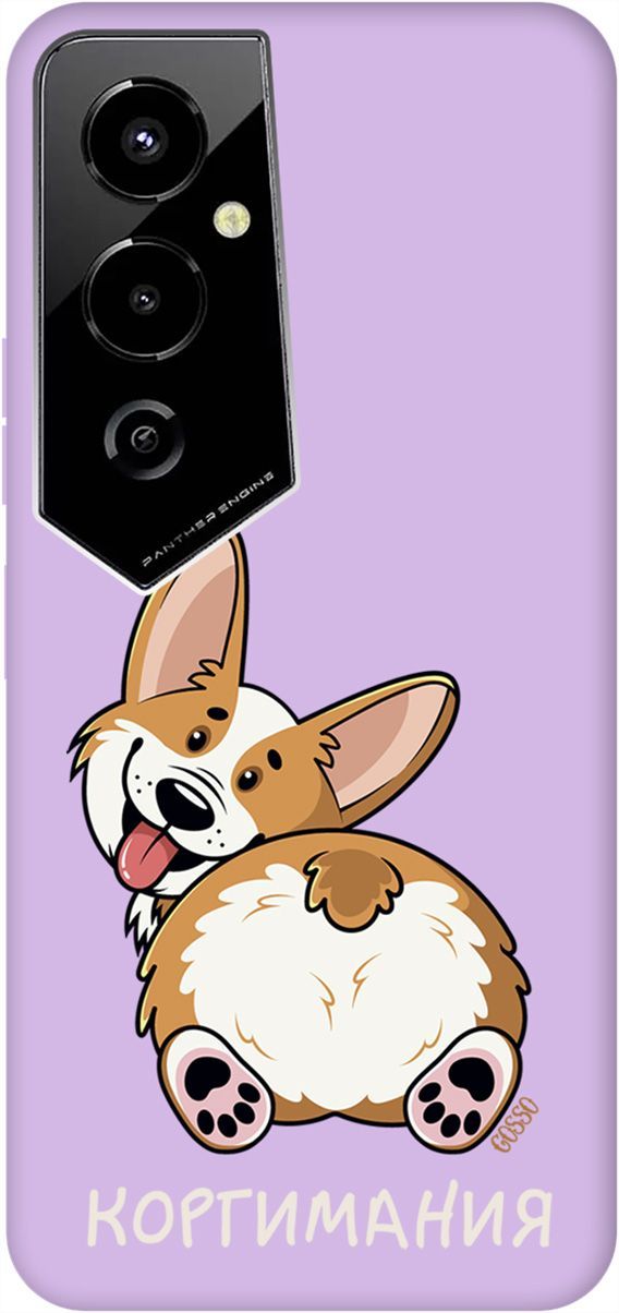 

Чехол на Tecno Pova 4 Pro с принтом "CorgiMania" сиреневый, Фиолетовый;бежевый, 158115