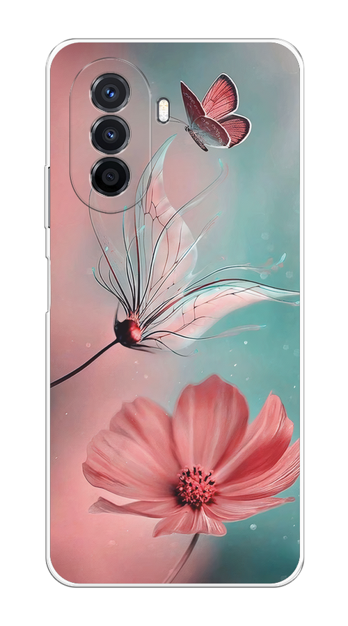

Чехол на Huawei Nova Y70/Y71 "Бабочка и цветок", Голубой;розовый, 6122950-1