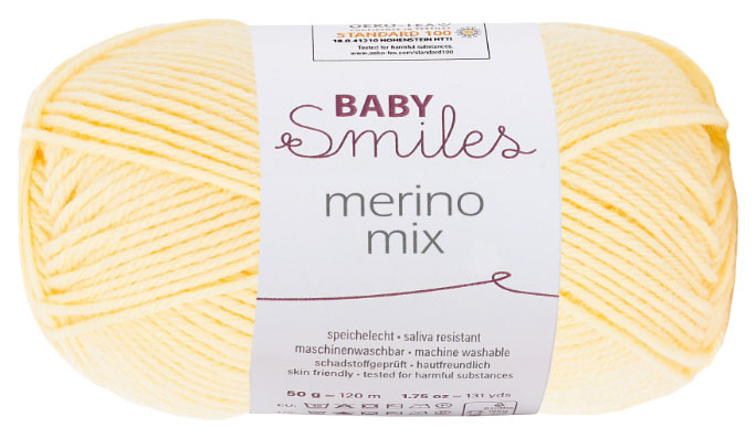 

Пряжа Schachenmayr 9807561 Merino Mix Baby Smiles (01021, vanilla), Желтый, Merino Mix