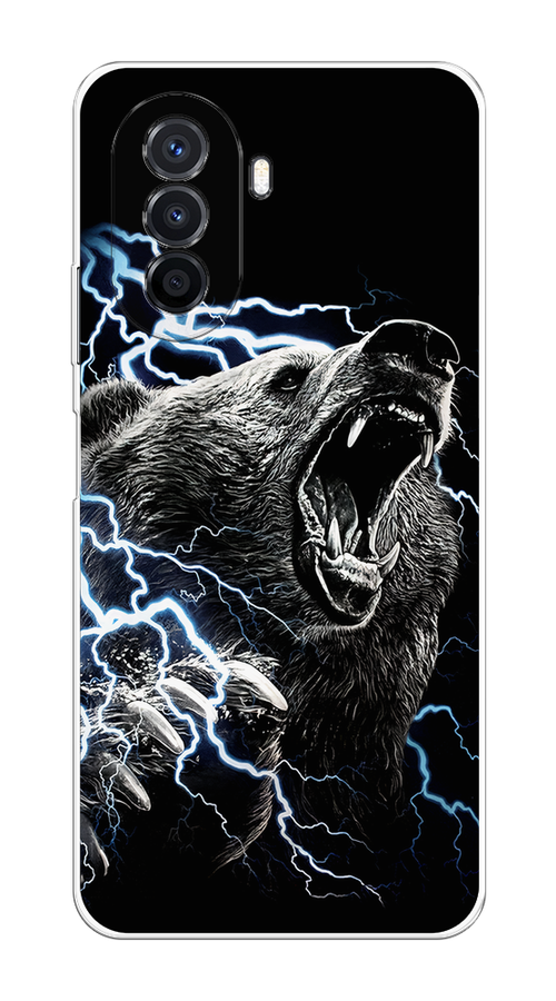 

Чехол на Huawei Nova Y70/Y71 "Гроза и медведь", Черный;серый;серебристый, 6122950-1