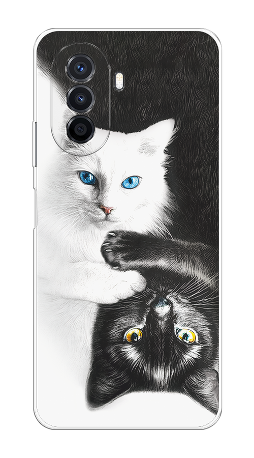 

Чехол на Huawei Nova Y70/Y71 "Коты Инь-Янь", Черный;белый;голубой, 6122950-1
