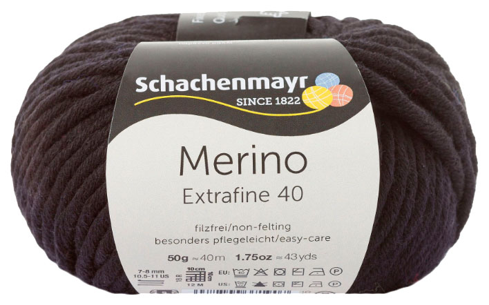 

Пряжа Schachenmayr 9807555 Merino Extrafine 40 (00399, schwarz), Merino Extrafine 40