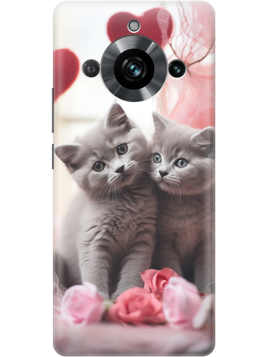 

Силиконовый чехол на Realme 11 Pro / 11 Pro+ с рисунком "Котики и сердечки", Красный;серый, 20000172