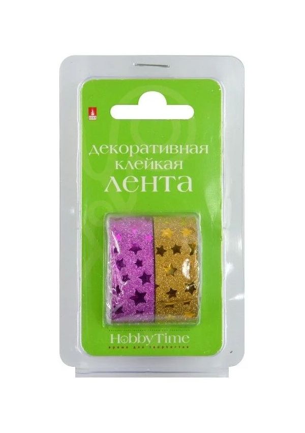 

Декоративная клейкая лента Hobby Time 2-439/03 с глиттером 15м 5м блистер, 2-439/03