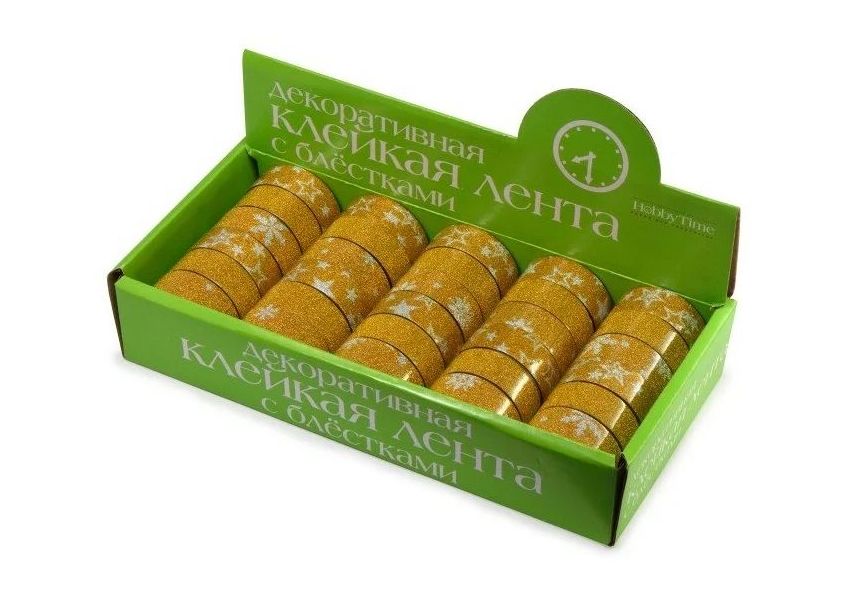 

Декоративная клейкая лента с глиттером "ЗОЛОТО" , 15ММ Х 5М ( 6 ДИЗАЙНОВ ). Цена за 1 шт., Разноцветный, 2-438/04