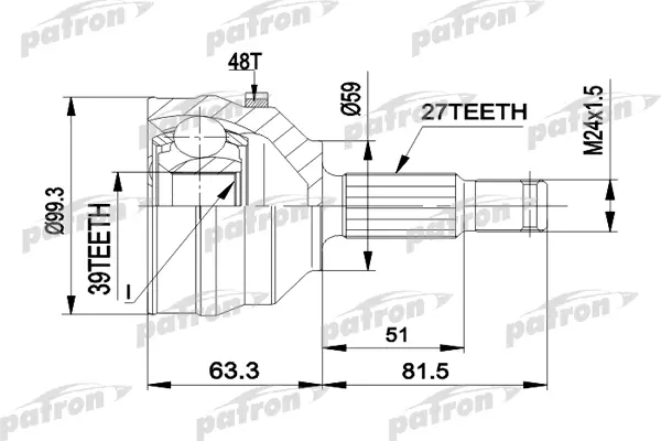 

Шрус Наружн Ккт Фургон PATRON PCV1224