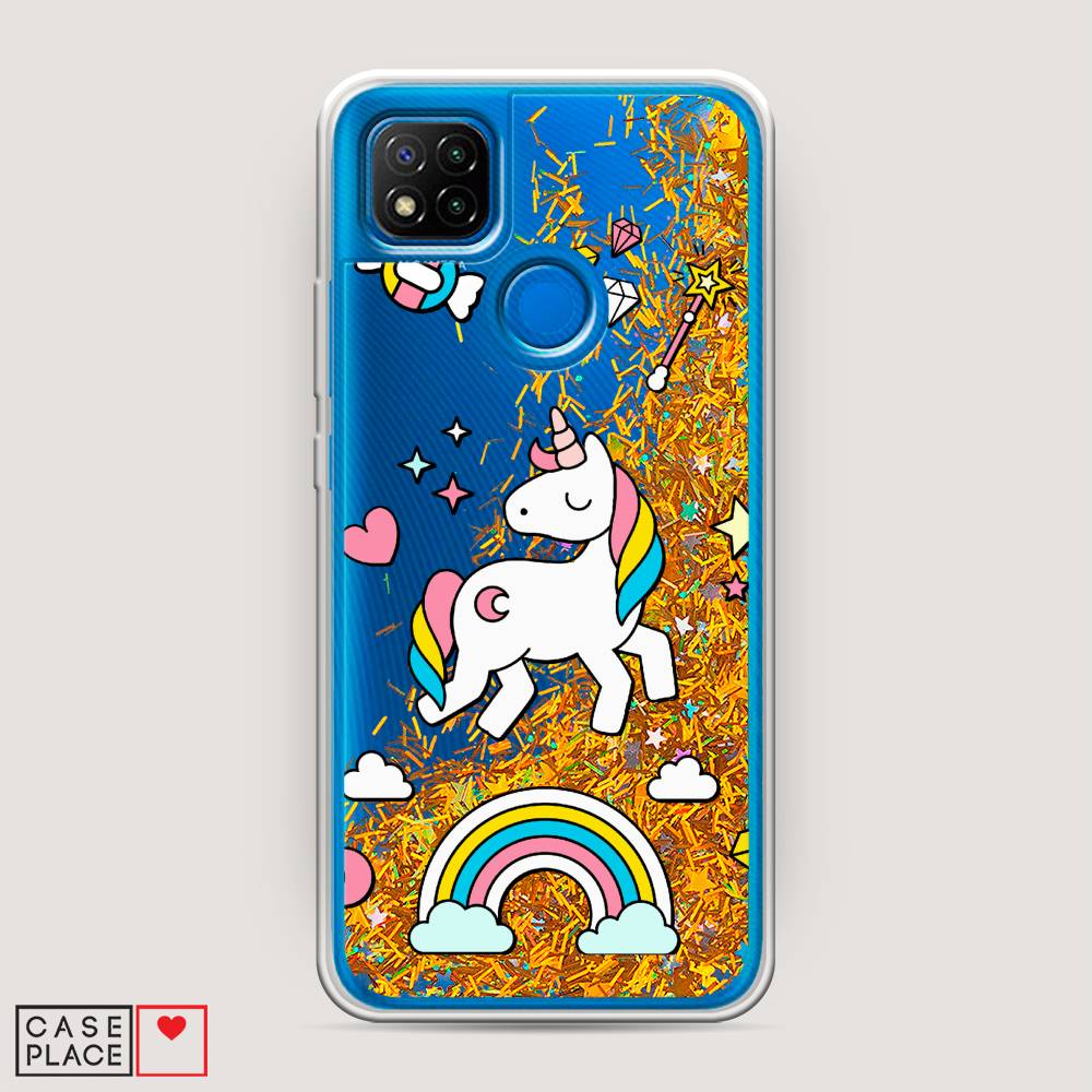 

Жидкий чехол с блестками "Принцесса единорог" на Xiaomi Redmi 9C, 39090-1