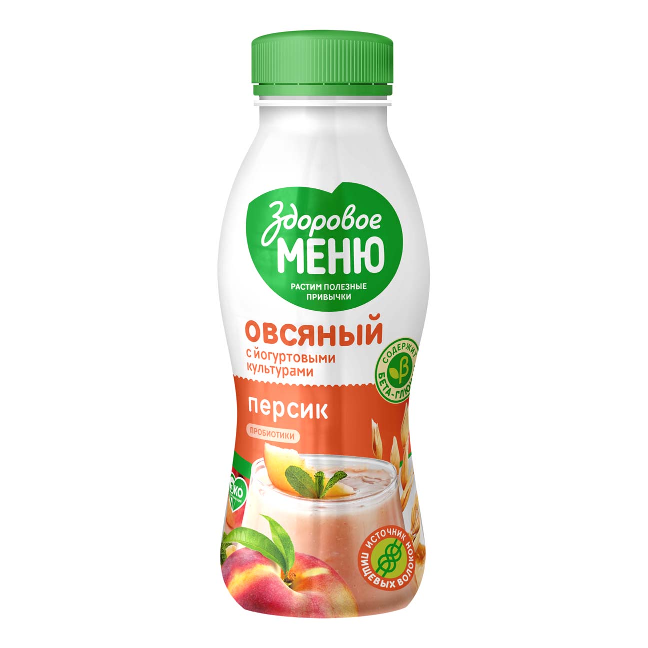 Растительный аналог йогурта Здоровое меню овсяный питьевой персик 0,2% 250 г