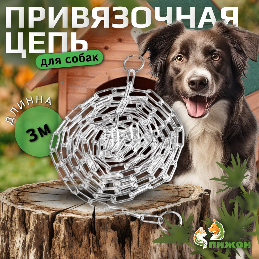 

Цепь для привязи собак Пижон, 3 м, калибр 3 х 30 мм, гальванизированная