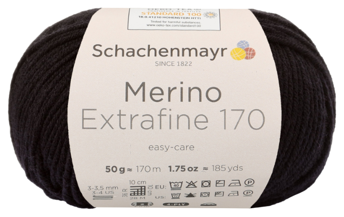 фото Пряжа schachenmayr 9807551 merino extrafine 170 (00099, schwarz)