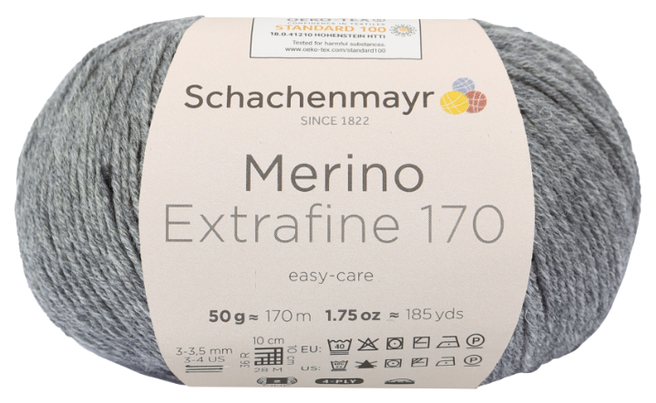 фото Пряжа schachenmayr 9807551 merino extrafine 170 (00092, mittelgrau meliert)