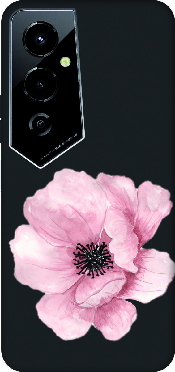 

Чехол на Tecno Pova 4 Pro с 3D принтом "Pink Flower" черный, Черный;белый, 158098