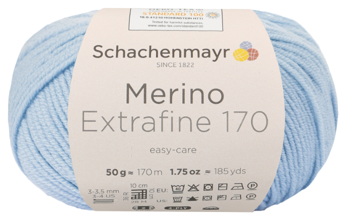 

Пряжа Schachenmayr 9807551 Merino Extrafine 170 (00052, hellblau), Голубой, Merino Extrafine 170