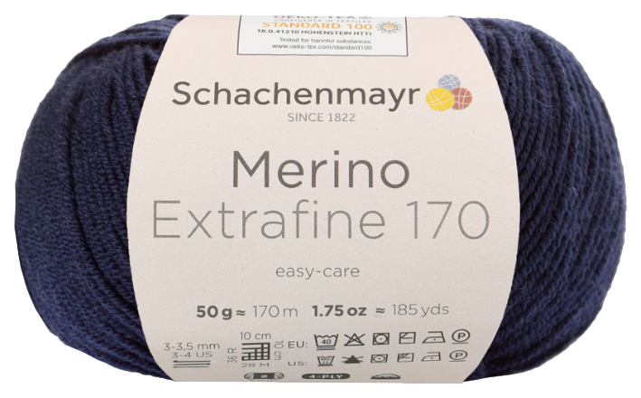 Пряжа Schachenmayr 9807551 Merino Extrafine 170 (00050, marine) синий