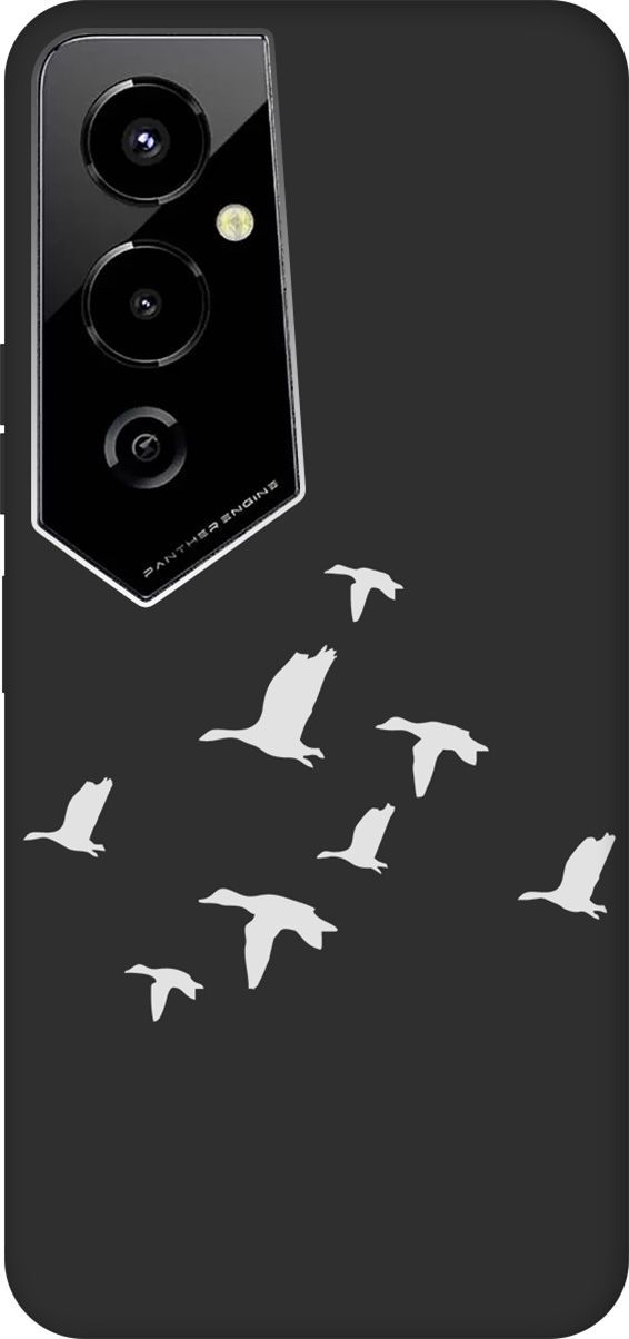

Чехол на Tecno Pova 4 Pro с 3D принтом "Flock of Ducks W" черный, Черный;серый, 158098