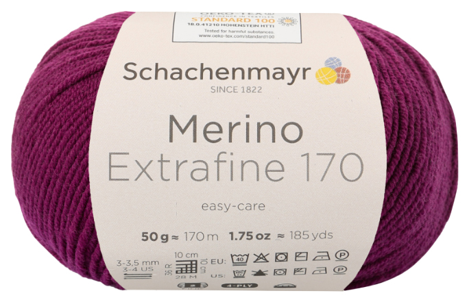 

Пряжа Schachenmayr 9807551 Merino Extrafine 170 (00033, burgund), Фиолетовый, Merino Extrafine 170