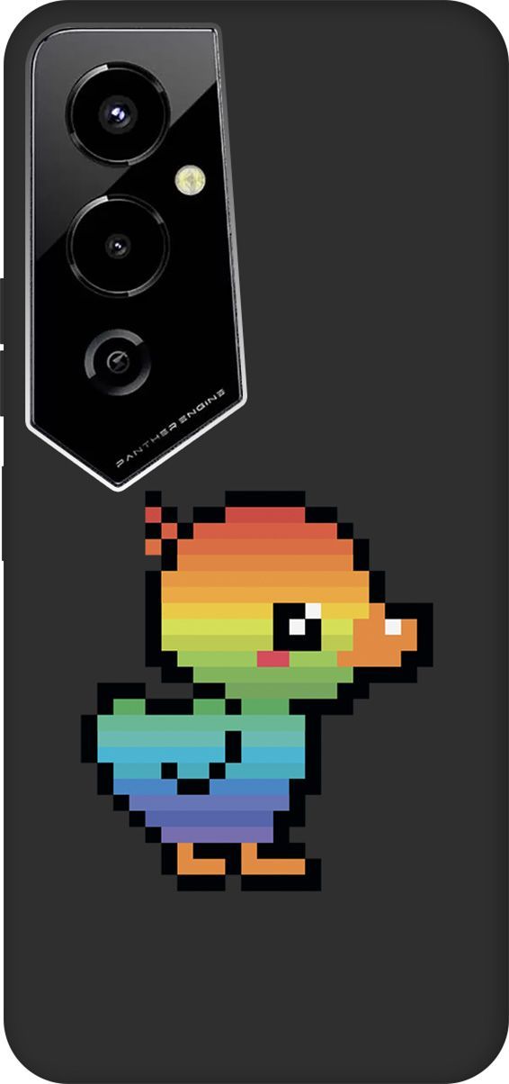 

Чехол на Tecno Pova 4 Pro с 3D принтом "Pixel Duck" черный, Черный;желтый, 158097