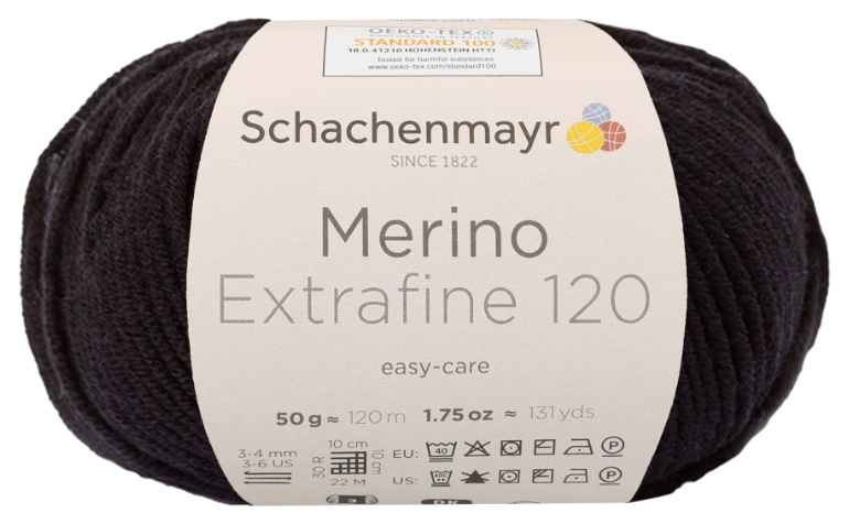 фото Пряжа schachenmayr 9807552 merino extrafine 120 (00199, schwarz)