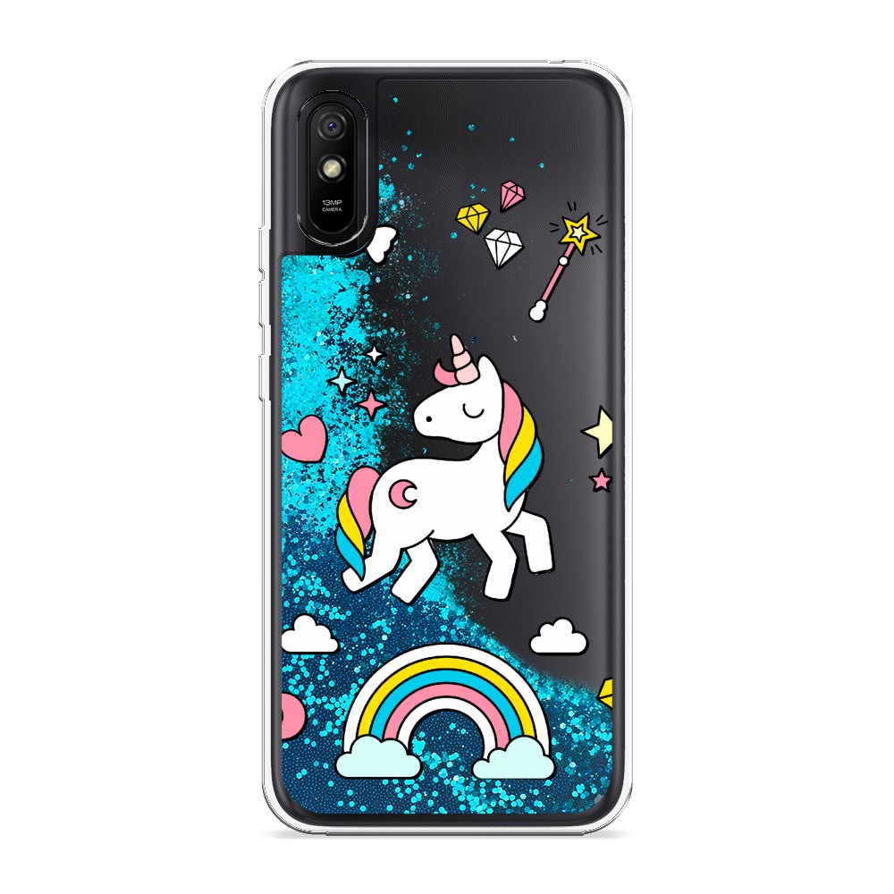 

Жидкий чехол с блестками "Принцесса единорог" на Xiaomi Redmi 9A, 38993-1