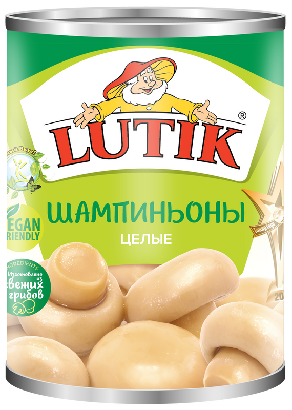 Шампиньоны Lutik целые, 425 мл