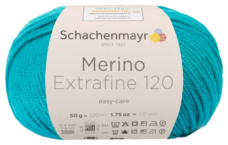 

Пряжа Schachenmayr 9807552 Merino Extrafine 120 (00177, smaragd), Бирюзовый, Merino Extrafine 120