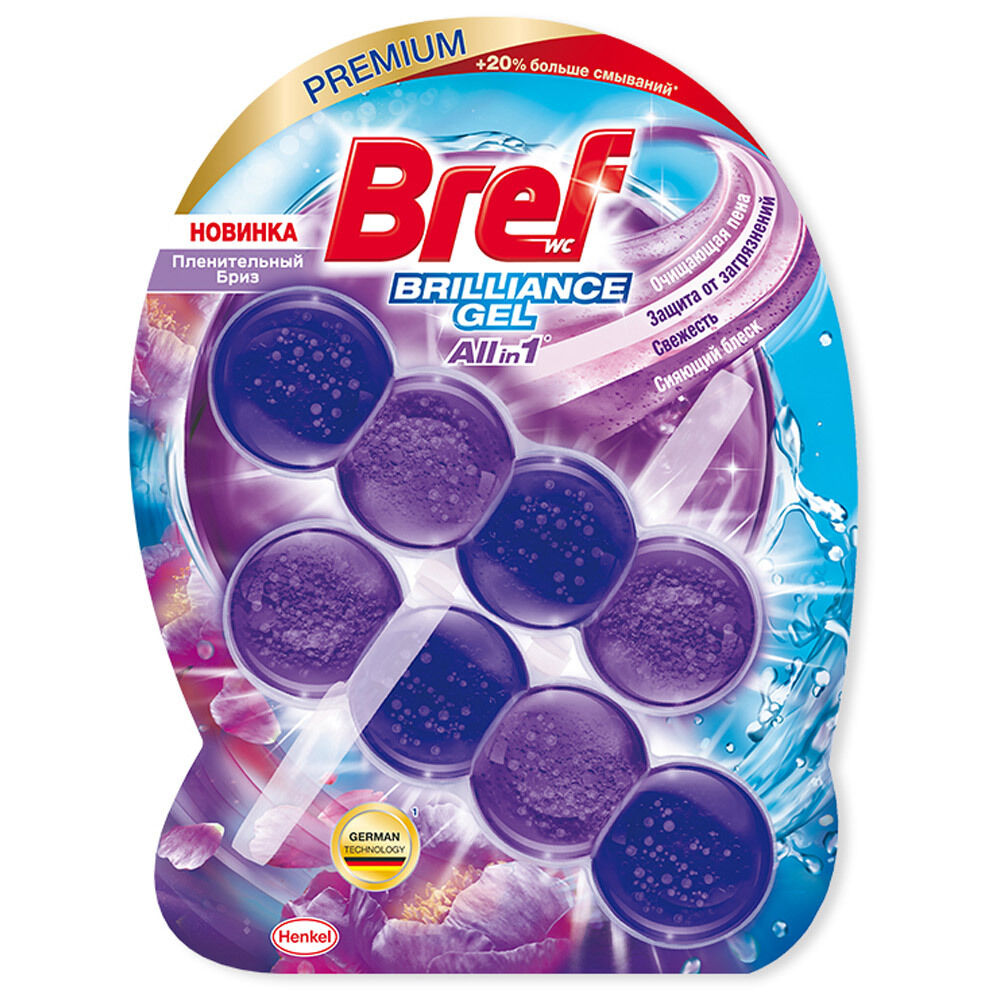 

Туалетный блок Bref Brilliant Gel Пленительный Бриз шарики для унитаза 2 шт х 42 г