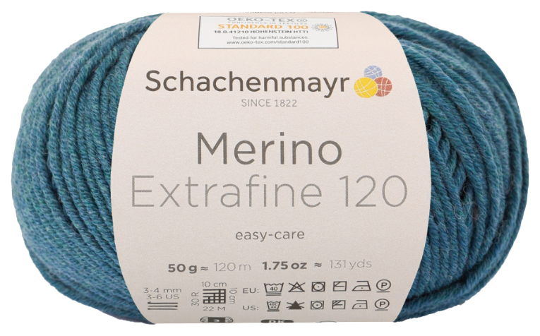 фото Пряжа schachenmayr 9807552 merino extrafine 120 (00166, meerblau meliert)