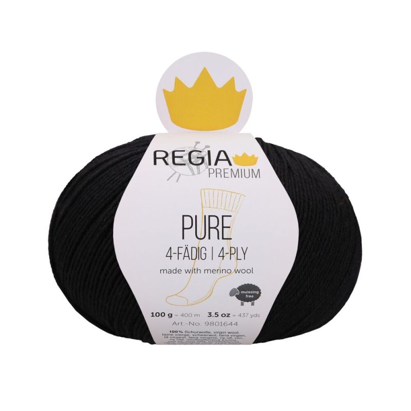

Пряжа Regia Pure Premium,9801644 00099, black, черный, 00099 черный black