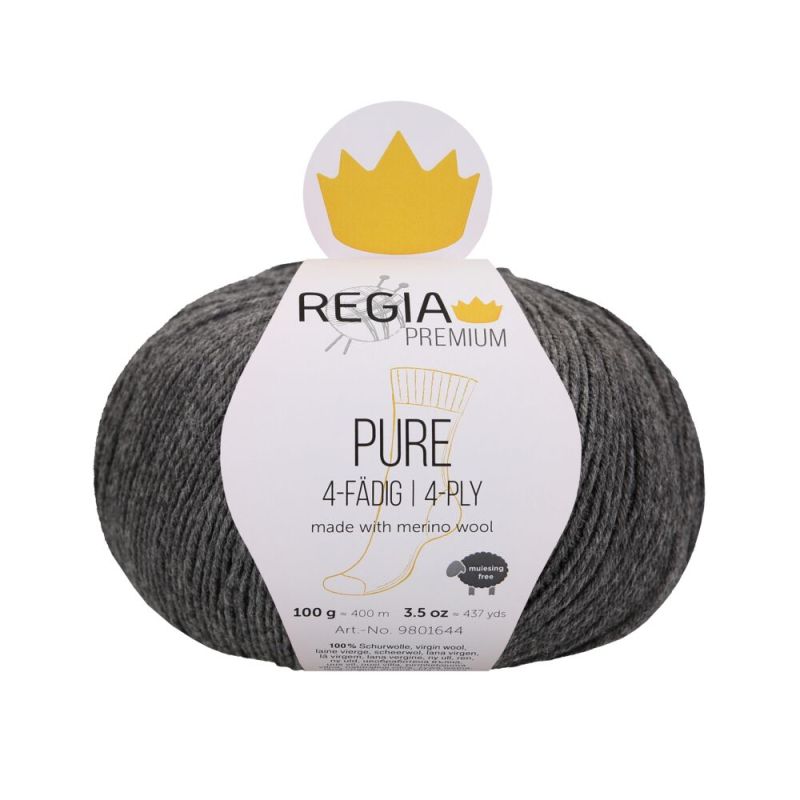 

Пряжа Regia Pure Premium,9801644 00091,mid grey meliert темно-серый меланж, 00091 mid grey meliert (темно-серый меланж)