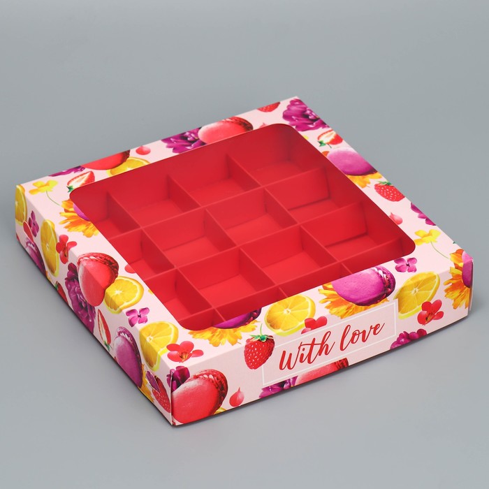 Коробка под 16 конфет With love, 18.9 х 18.9 х 3.8 см 5 шт.