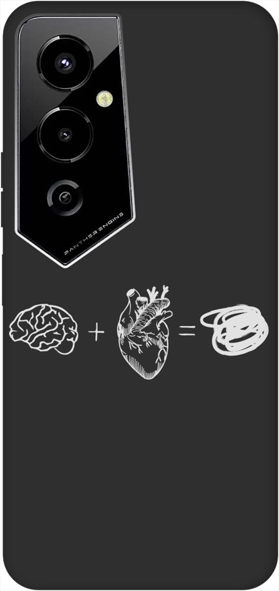 

Чехол на Tecno Pova 4 Pro с 3D принтом "Brain Plus Heart W" черный, Черный;белый, 158097