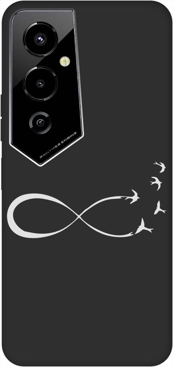 

Чехол на Tecno Pova 4 Pro с 3D принтом "Infinity W" черный, Черный;серебристый, 158097