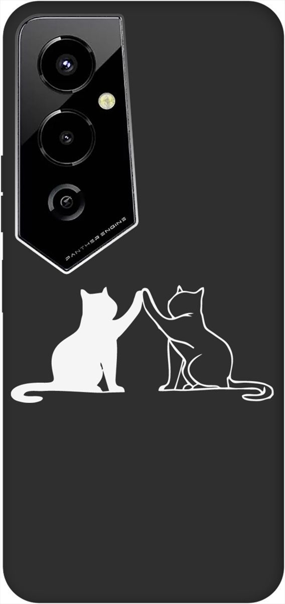 

Чехол на Tecno Pova 4 Pro с 3D принтом "Cats W" черный, Черный;белый, 158097