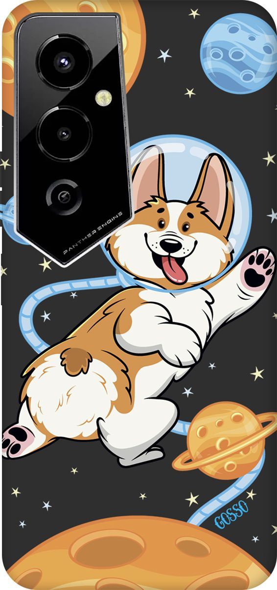 

Чехол на Tecno Pova 4 Pro с 3D принтом "CosmoCorgi" черный, Черный;коричневый, 158096