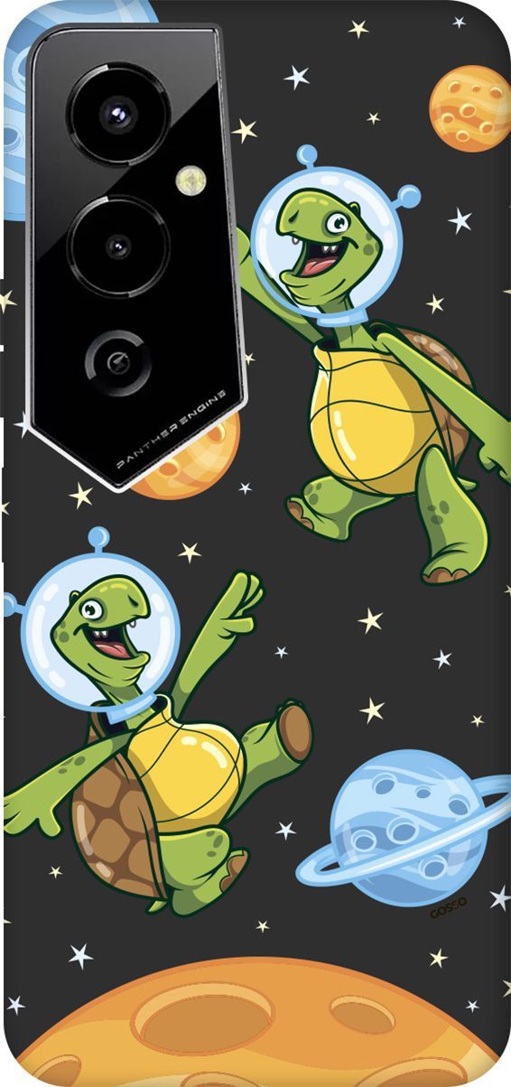 

Чехол на Tecno Pova 4 Pro с 3D принтом "CosmoTurtles" черный, Черный;бежевый, 158096