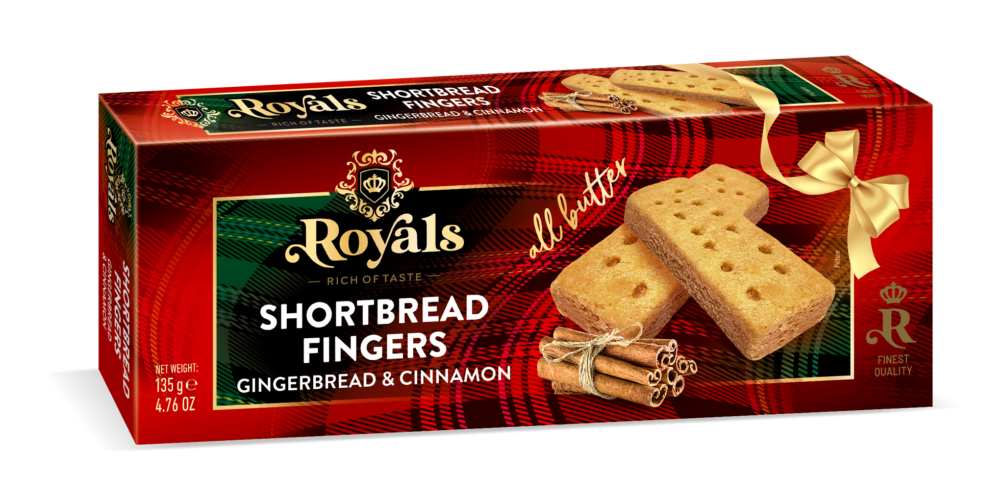 

Сливочное печенье ROYALS Shortbread имбирное с корицей, 135 г, Shortbread