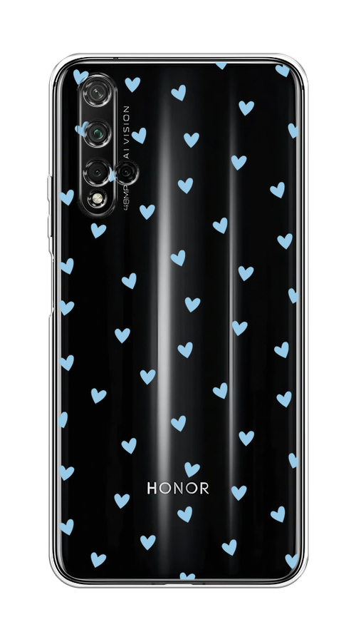 

Чехол на Honor 20/Huawei Nova 5T "Голубые сердечки паттерн", Голубой;прозрачный, 610550-1