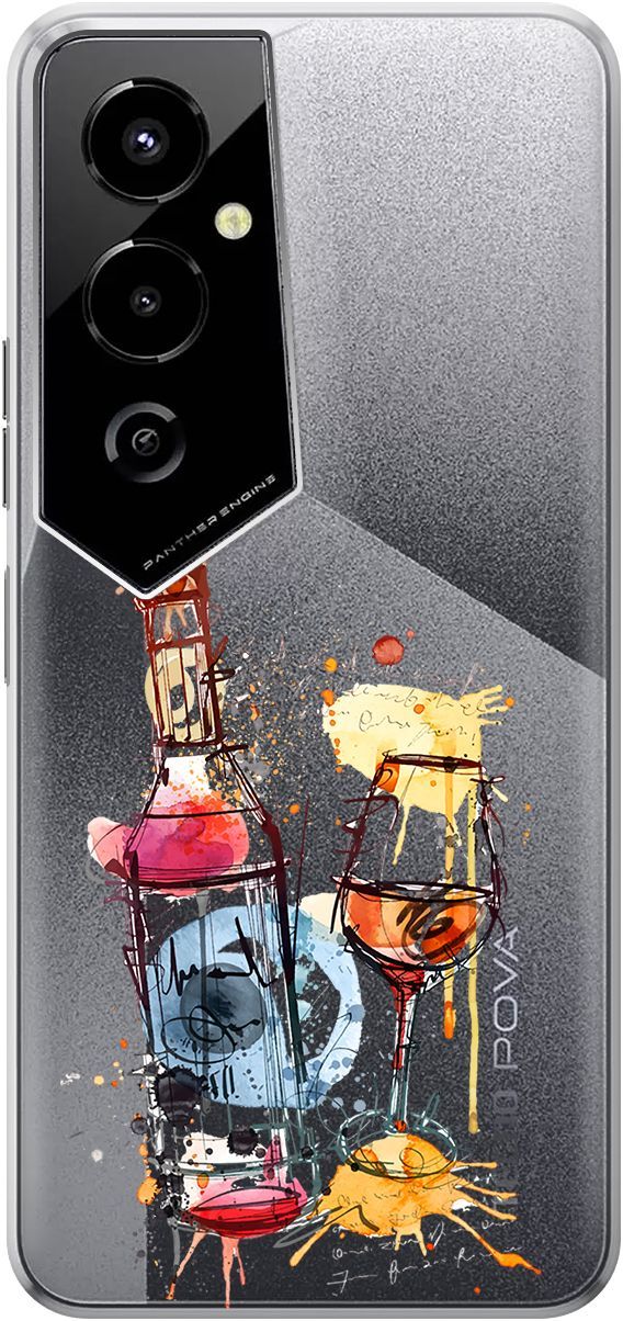 

Чехол на Tecno Pova 4 Pro с 3D принтом "Aquarelle Wine" прозрачный, Прозрачный;красный, 158095