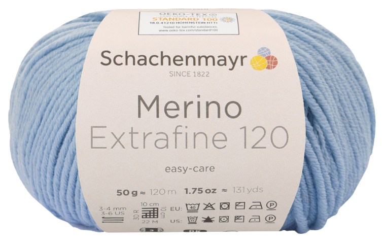 фото Пряжа schachenmayr 9807552 merino extrafine 120 (00152, hellblau)