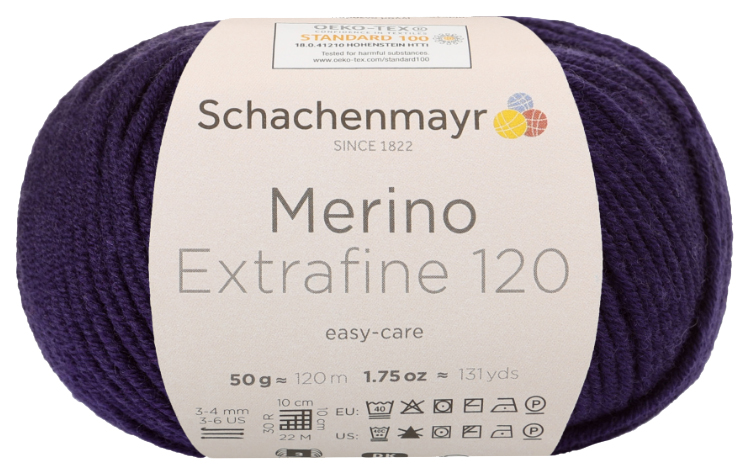 

Пряжа Schachenmayr 9807552 Merino Extrafine 120 (00149, aubergine), Синий, Merino Extrafine 120