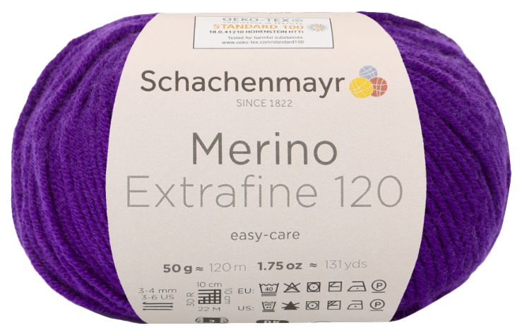 

Пряжа Schachenmayr 9807552 Merino Extrafine 120 (00148, clematis), Фиолетовый, Merino Extrafine 120