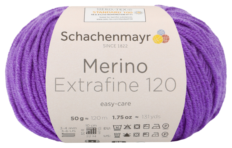 

Пряжа Schachenmayr 9807552 Merino Extrafine 120 (00147, violett), Фиолетовый, Merino Extrafine 120