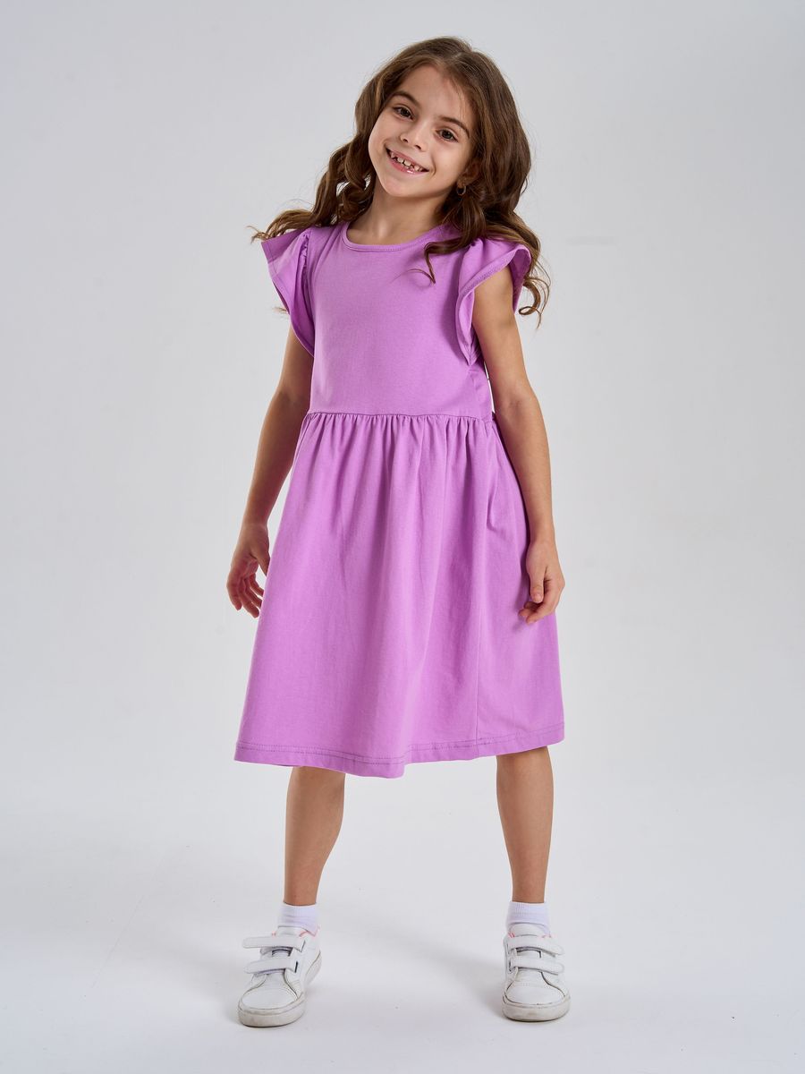Платье детское Веселый малыш 38217, сиреневый, 140 ма малыш боди с коротким рукавом в мелкий рубчик
