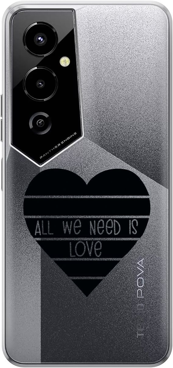 

Чехол на Tecno Pova 4 Pro с 3D принтом "All We Need is Love" прозрачный, Прозрачный;черный, 158094