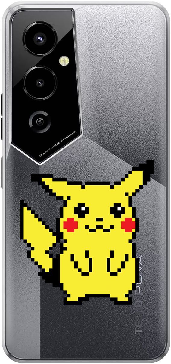 

Чехол на Tecno Pova 4 Pro с 3D принтом "Pixel Pikachu" прозрачный, Прозрачный;желтый, 158094
